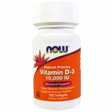 Витамины NOW Vitamin D-3 10000 120 капсул